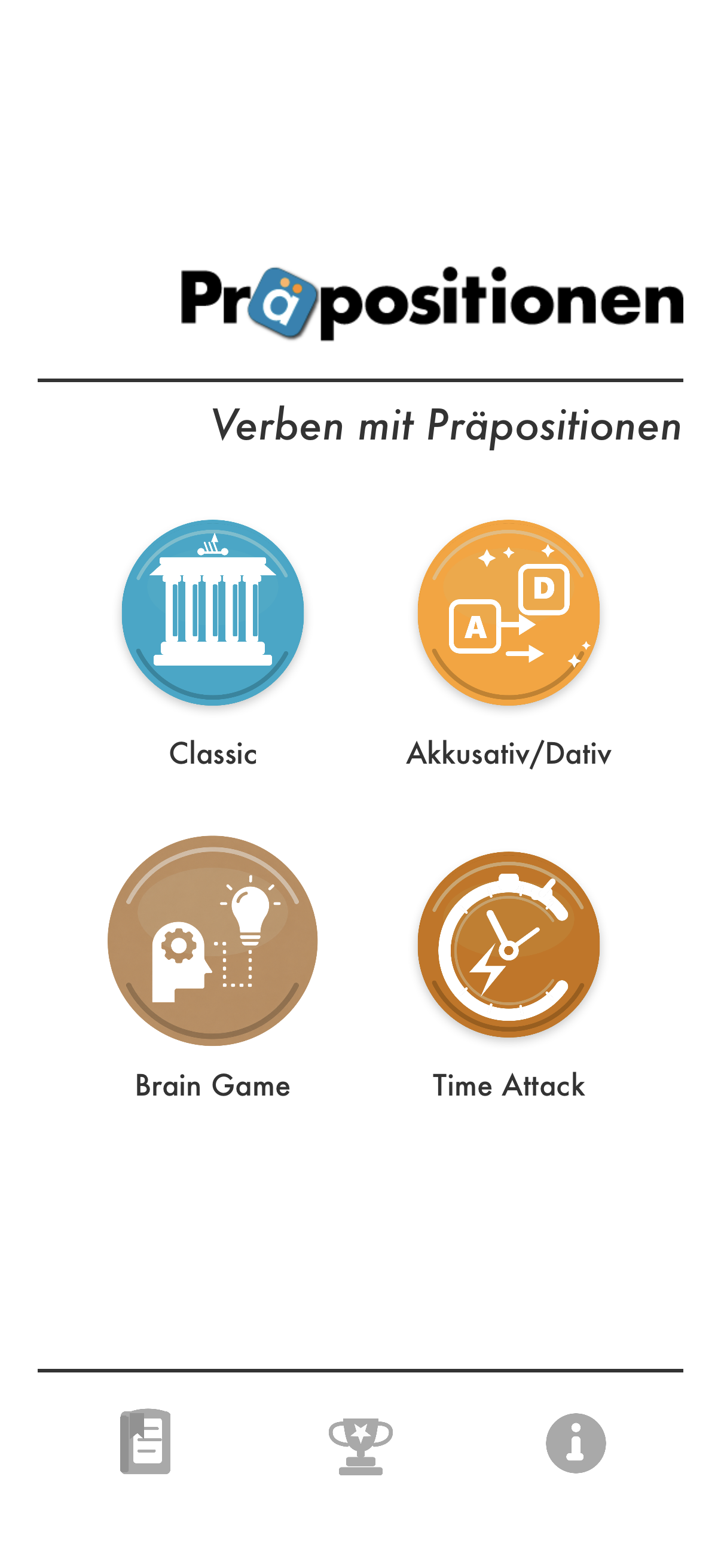 Screenshot of the Verben mit Präpositionen Plus app